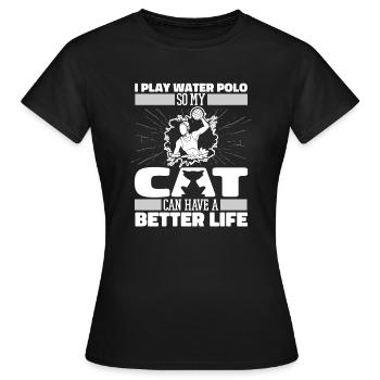 Wasserball Wasserballer Katze - Frauen T-Shirt - Schwarz - Vorne - AI Model Female 172 dark (172cm)