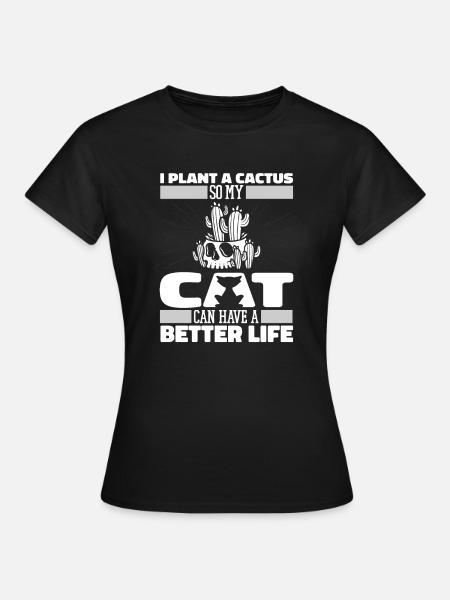 Cactus Chat de jardin - T-shirt Femme - noir