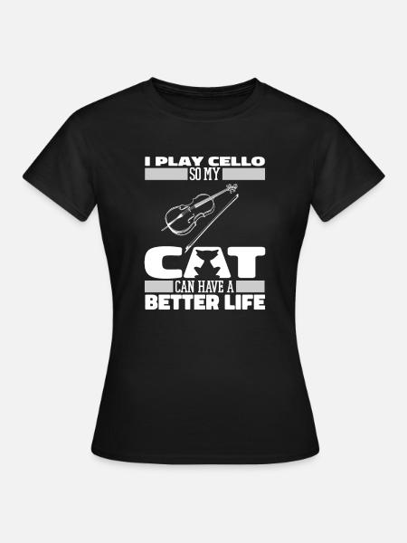 Cello Cellist Katze - Frauen T-Shirt - Schwarz