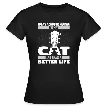 Acoustic Guitar Cat - Women's T-Shirt - black - Front - AI Model Female 172 dark (172cm)