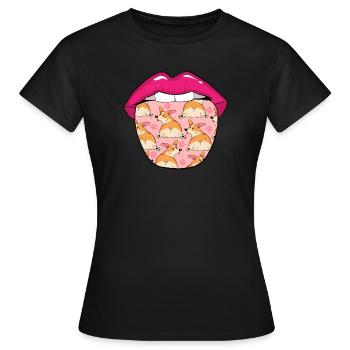 Corgi Zunge - Frauen T-Shirt - Schwarz - Vorne - AI Model Female 172 dark (172cm)