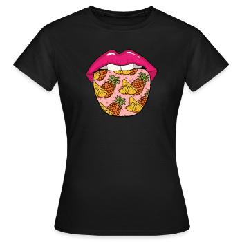 Ananas Zunge - Frauen T-Shirt - Schwarz - Vorne - AI Model Female 172 dark (172cm)