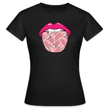 Smoothie Zunge - Frauen T-Shirt - Schwarz - Vorne - AI Model Female 172 dark (172cm)