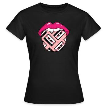 Cassette Audio Cassette Tongue - T-shirt Femme - noir - Devant - AI Model Female 172 dark (172cm)
