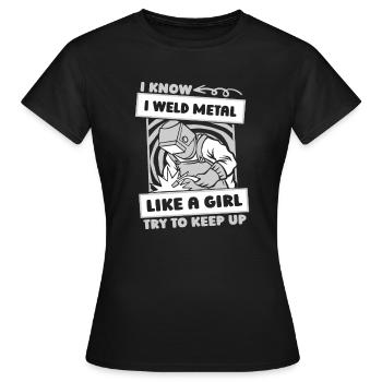 Forgeron Métallurgiste Fille - T-shirt Femme - noir - Devant - AI Model Female 172 dark (172cm)