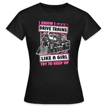 Conducteur de train fille conducteur de train - T-shirt Femme - noir - Devant - AI Model Female 172 dark (172cm)