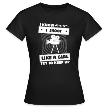 Kameramann Mädchen - Frauen T-Shirt - Schwarz - Vorne - AI Model Female 172 dark (172cm)