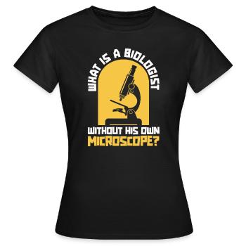 Biologie Biologe Mikroskop - Frauen T-Shirt - Schwarz - Vorne - AI Model Female 172 dark (172cm)