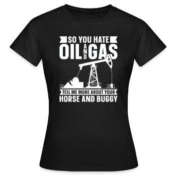 Plate-forme pétrolière sarcastique - T-shirt Femme - noir - Devant - AI Model Female 172 dark (172cm)
