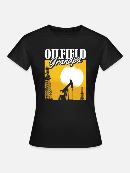 Ölfeld Bohrinsel Opa - Frauen T-Shirt - Schwarz
