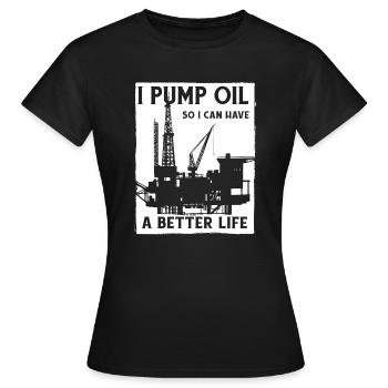 Ölfeld Bohrinsel Pumpe - Frauen T-Shirt - Schwarz - Vorne - AI Model Female 172 dark (172cm)