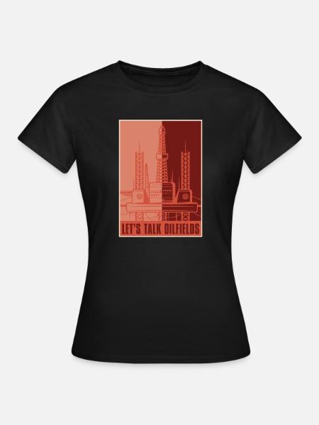 Ölfeld Bohrinsel - Frauen T-Shirt - Schwarz