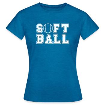 Softball Lustig - Frauen T-Shirt - Antikblaues Saphir meliert - Vorne - AI Model Female 172 dark (172cm)