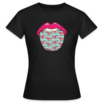 Hummer Lobster Zunge - Frauen T-Shirt - Schwarz - Vorne - AI Model Female 172 dark (172cm)