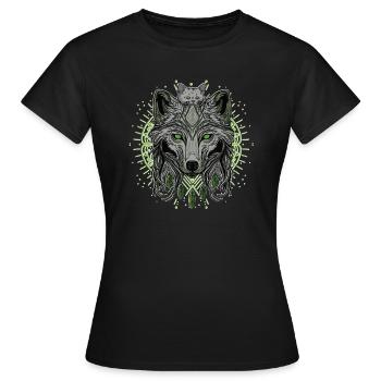 Wolf Wolf and a Cat - Women's T-Shirt - black - Front - AI Model Female 172 dark (172cm)
