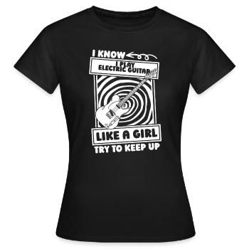 Guitare électrique Guitare électrique Fille - T-shirt Femme - noir - Devant - AI Model Female 172 dark (172cm)