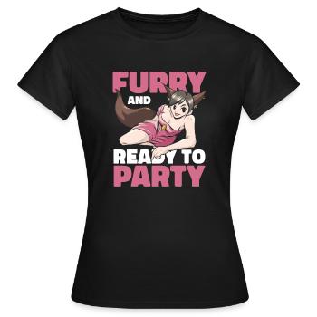 Furry Fandom Fursuits Party - Women's T-Shirt - black - Front - AI Model Female 172 dark (172cm)