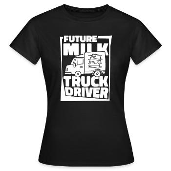 Camion de lait de vache Chauffeur de lait - T-shirt Femme - noir - Devant - AI Model Female 172 dark (172cm)