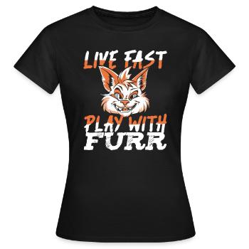 Furry Fandom Fursuits - Women's T-Shirt - black - Front - AI Model Female 172 dark (172cm)