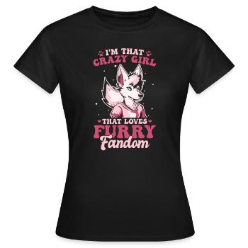Furry Fandom Fursuits Crazy - Women's T-Shirt - black - Front - AI Model Female 172 dark (172cm)