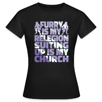 Furry Fandom Fursuits - Women's T-Shirt - black - Front - AI Model Female 172 dark (172cm)