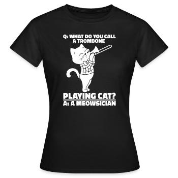 fanfare trombone cat brass band trombone - T-shirt Femme - noir - Devant - AI Model Female 172 dark (172cm)