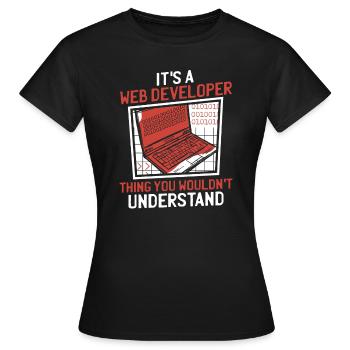 Développeur Web Développeur Web Drôle - T-shirt Femme - noir - Devant - AI Model Female 172 dark (172cm)