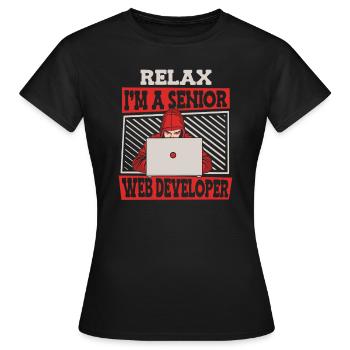 Développeur Web Développeur Web Senior - T-shirt Femme - noir - Devant - AI Model Female 172 dark (172cm)