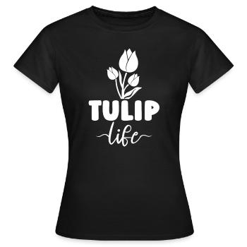 Tulpen Tulpen - Frauen T-Shirt - Schwarz - Vorne - AI Model Female 172 dark (172cm)