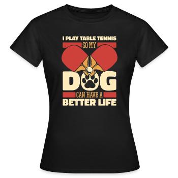 Tischtennis Pingpong Hund - Frauen T-Shirt - Schwarz - Vorne - AI Model Female 172 dark (172cm)