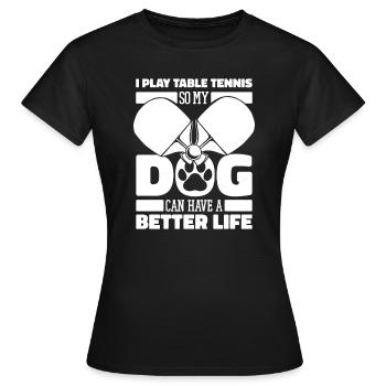 Tischtennis Pingpong Hund - Frauen T-Shirt - Schwarz - Vorne - AI Model Female 172 dark (172cm)