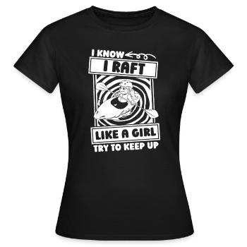 Rafting - Frauen T-Shirt - Schwarz - Vorne - AI Model Female 172 dark (172cm)