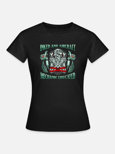 Flugzeug Mechaniker Tätowierung - Frauen T-Shirt - Schwarz