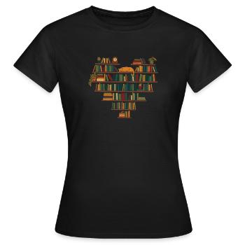 Buch Leseratte Bücherwurm Katze Buch - Frauen T-Shirt - Schwarz - Vorne - AI Model Female 172 dark (172cm)