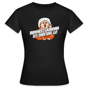 Bouddha bouddhiste drôle - T-shirt Femme - noir - Devant - AI Model Female 172 dark (172cm)