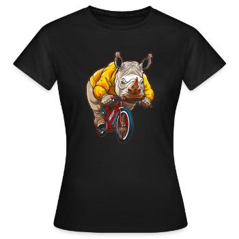 Nashorn Rhino Fahrrad - Frauen T-Shirt - Schwarz - Vorne - AI Model Female 172 dark (172cm)