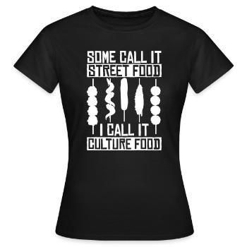 Straßenessen Kultur - Frauen T-Shirt - Schwarz - Vorne - AI Model Female 172 dark (172cm)