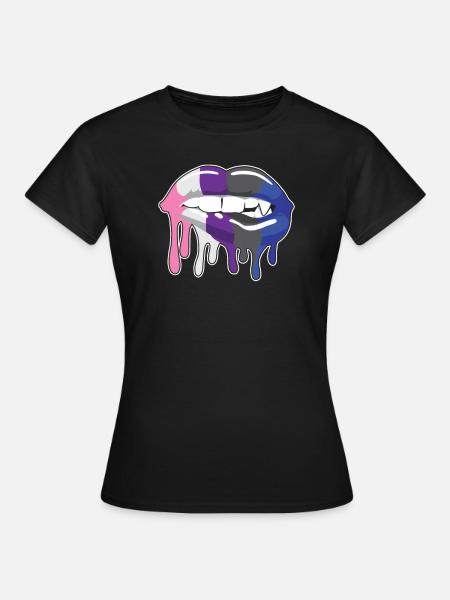 Genderfluide Lippen - Frauen T-Shirt - Schwarz