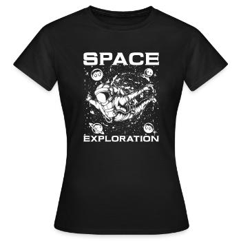 Espace, Espace, Exploration, Colonisation de l’espace - T-shirt Femme - noir - Devant - AI Model Female 172 dark (172cm)