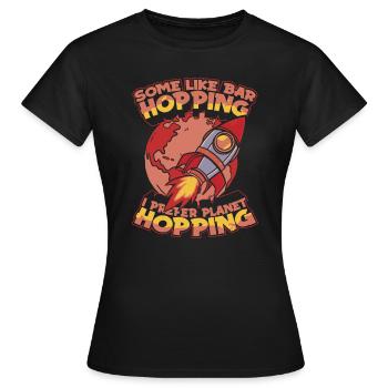 espace, espace, saut, colonisation de l’espace - T-shirt Femme - noir - Devant - AI Model Female 172 dark (172cm)