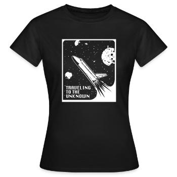 espace, espace, fusée, colonisation de l’espace - T-shirt Femme - noir - Devant - AI Model Female 172 dark (172cm)