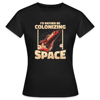 espace, espace, fusée, colonisation de l’espace - T-shirt Femme - noir - Devant - AI Model Female 172 dark (172cm)