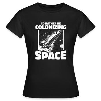 espace, espace, fusée, colonisation de l’espace - T-shirt Femme - noir - Devant - AI Model Female 172 dark (172cm)