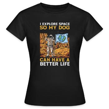 Espace Chien de l’espace Colonisation de l’espace - T-shirt Femme - noir - Devant - AI Model Female 172 dark (172cm)