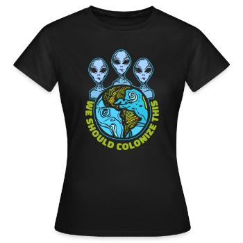 espace, espace, extraterrestres, colonisation de l’espace - T-shirt Femme - noir - Devant - AI Model Female 172 dark (172cm)