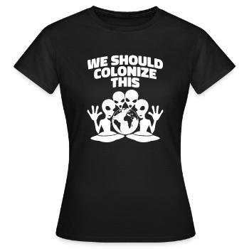 Espace Espace Terre Colonisation de l’espace - T-shirt Femme - noir - Devant - AI Model Female 172 dark (172cm)