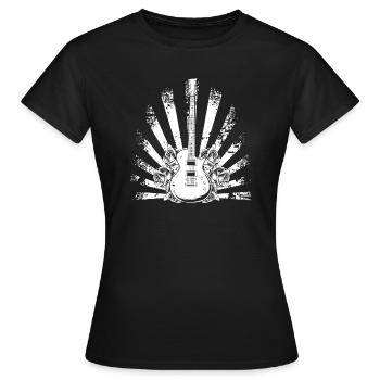 Guitare électrique Guitare électrique Fleurs - T-shirt Femme - noir - Devant - AI Model Female 172 dark (172cm)