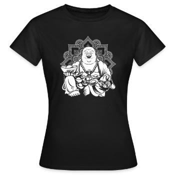 Buddha Buddhist Mandala - Frauen T-Shirt - Schwarz - Vorne - AI Model Female 172 dark (172cm)