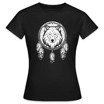 Loup Attrape-rêves - T-shirt Femme - noir - Devant - AI Model Female 172 dark (172cm)