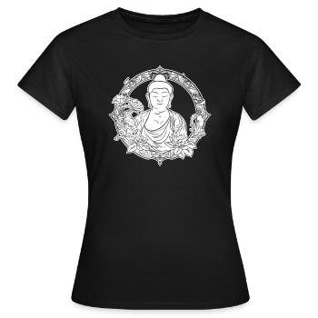 Buddha Buddhist - Frauen T-Shirt - Schwarz - Vorne - AI Model Female 172 dark (172cm)